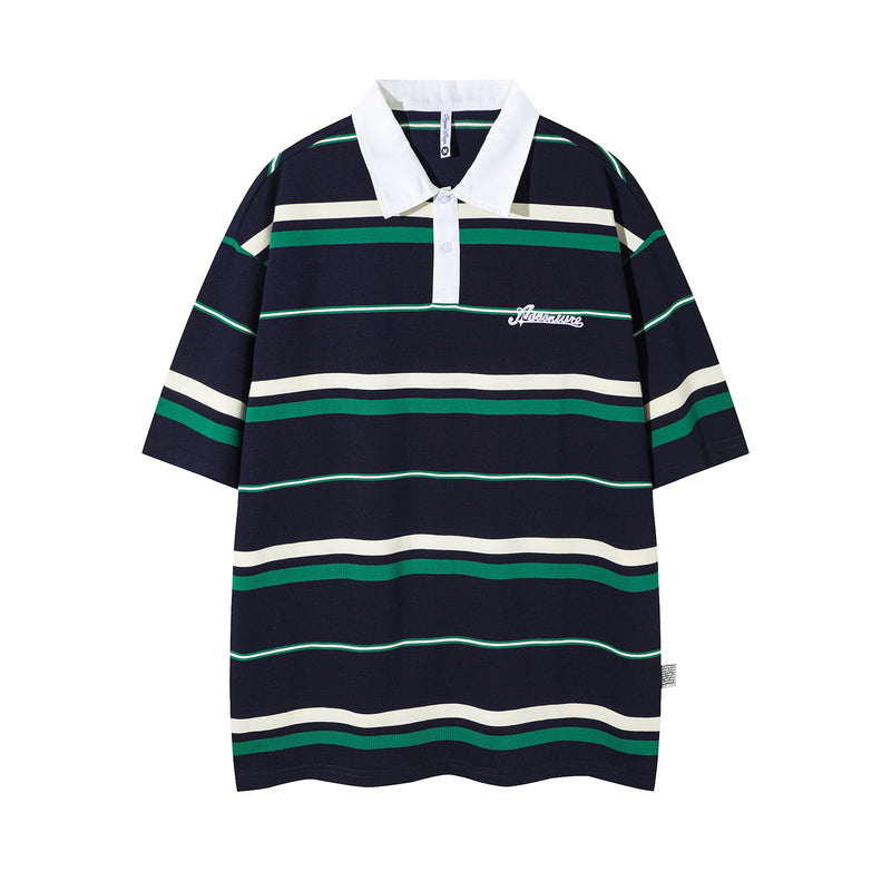 VÉLDE — Sitges Striped Polo - Green