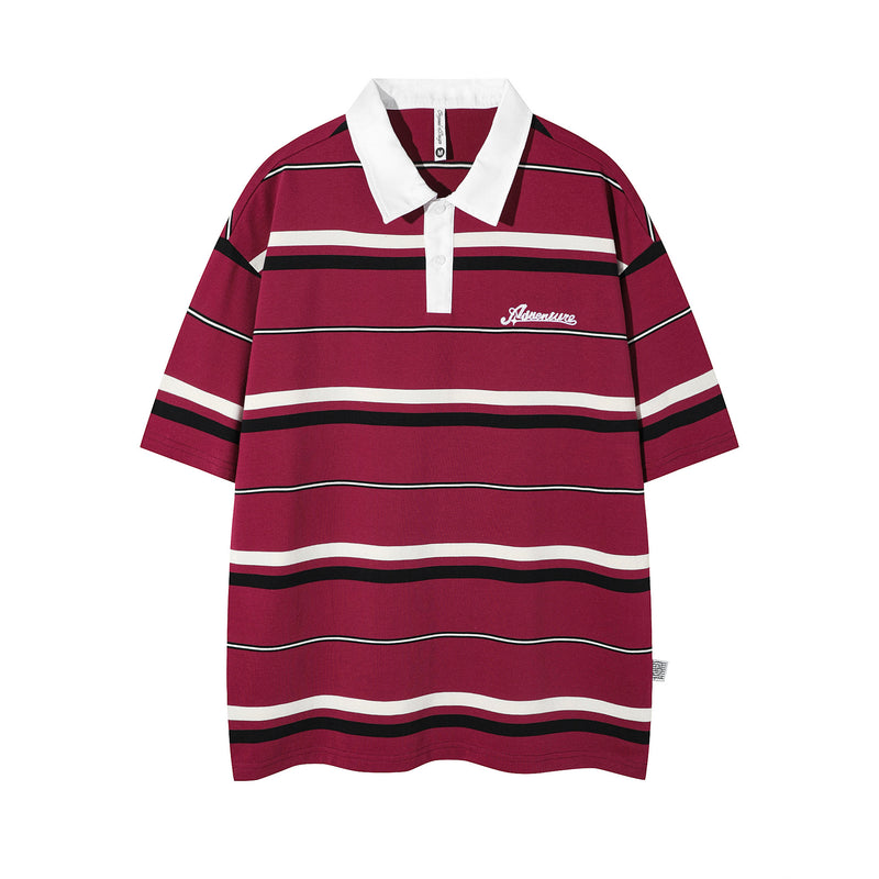 VÉLDE — Sitges Striped Polo - Cherry Purple