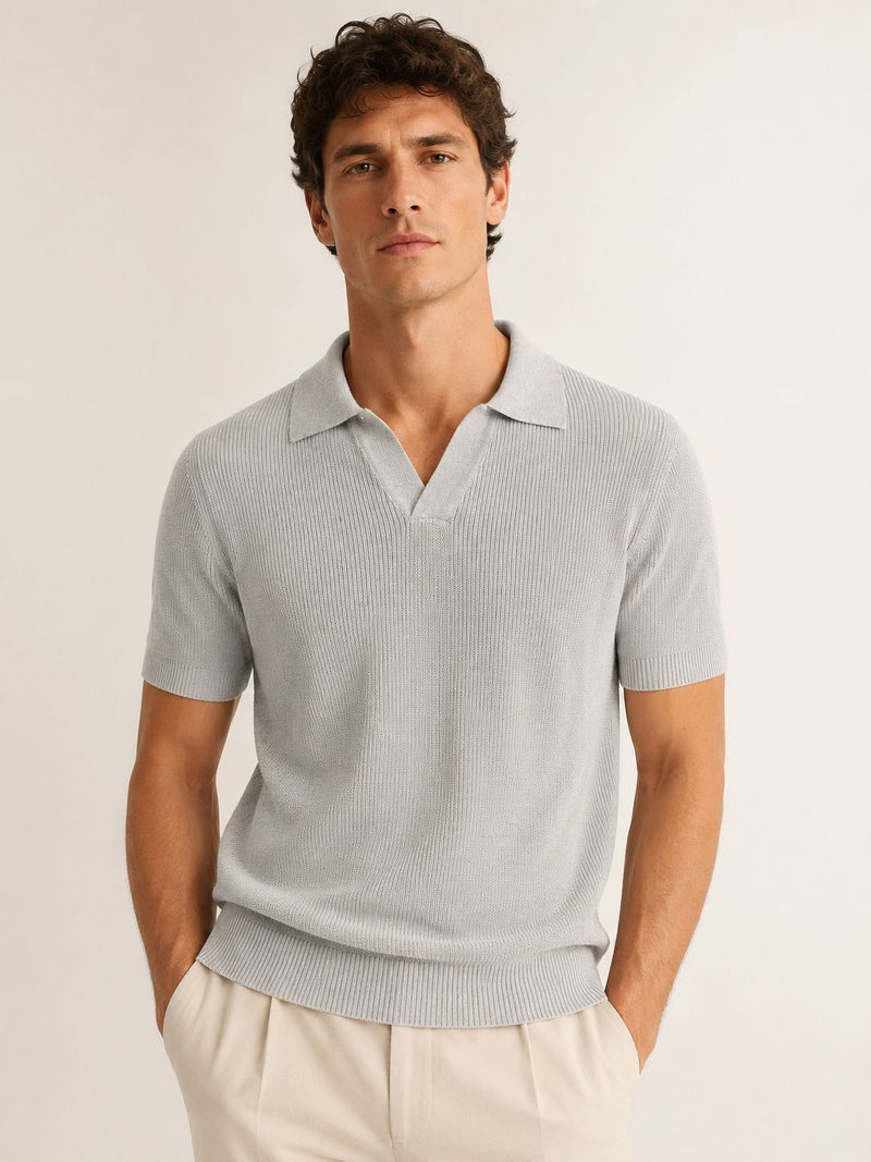 Formentera Knitted Polo - Grey