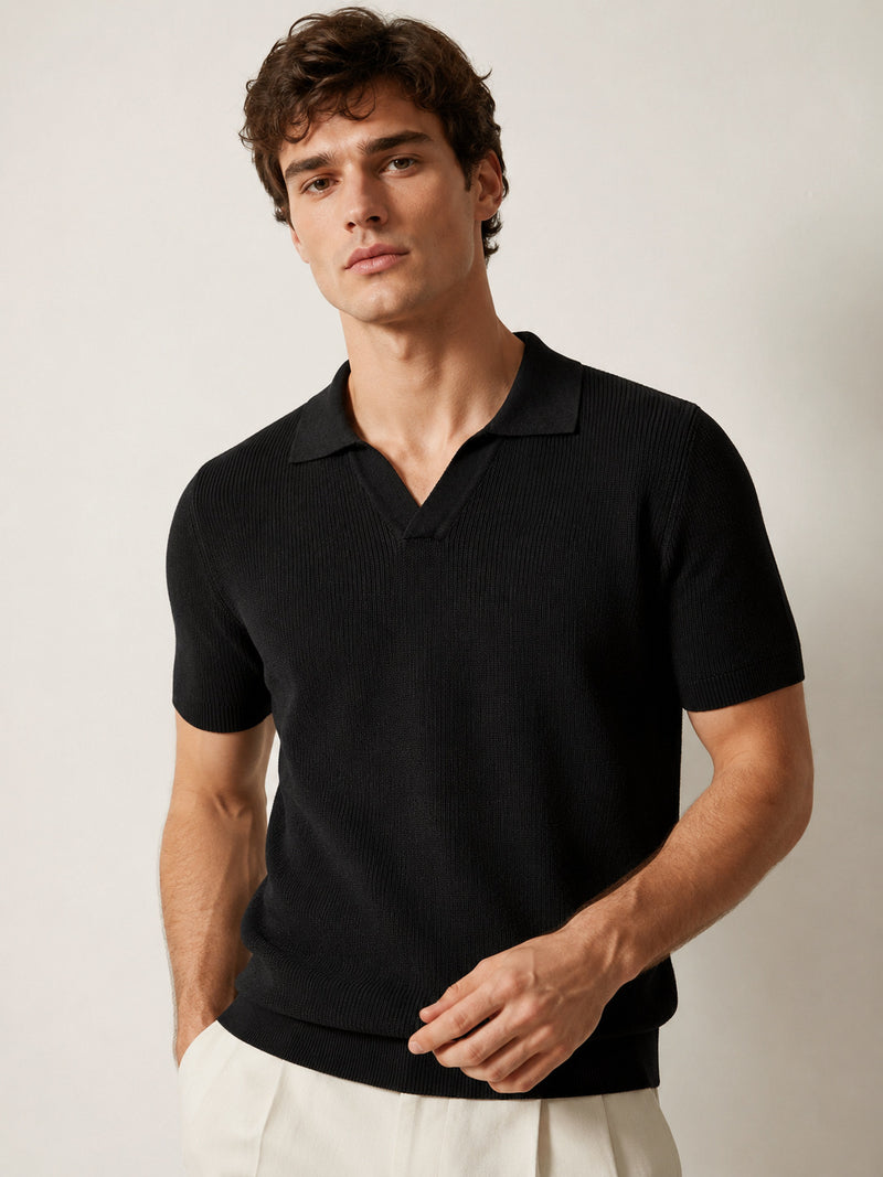 Formentera Knitted Polo - Black