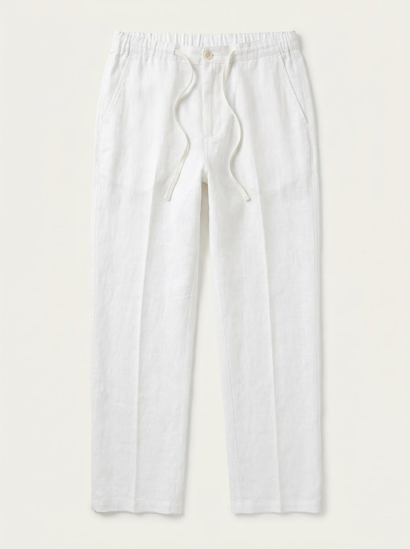 Pantalones de lino con cordón - White