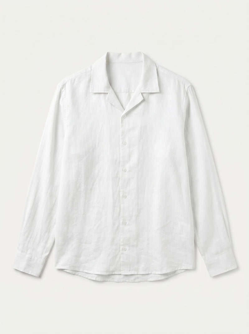 Camisa de lino de manga larga - White