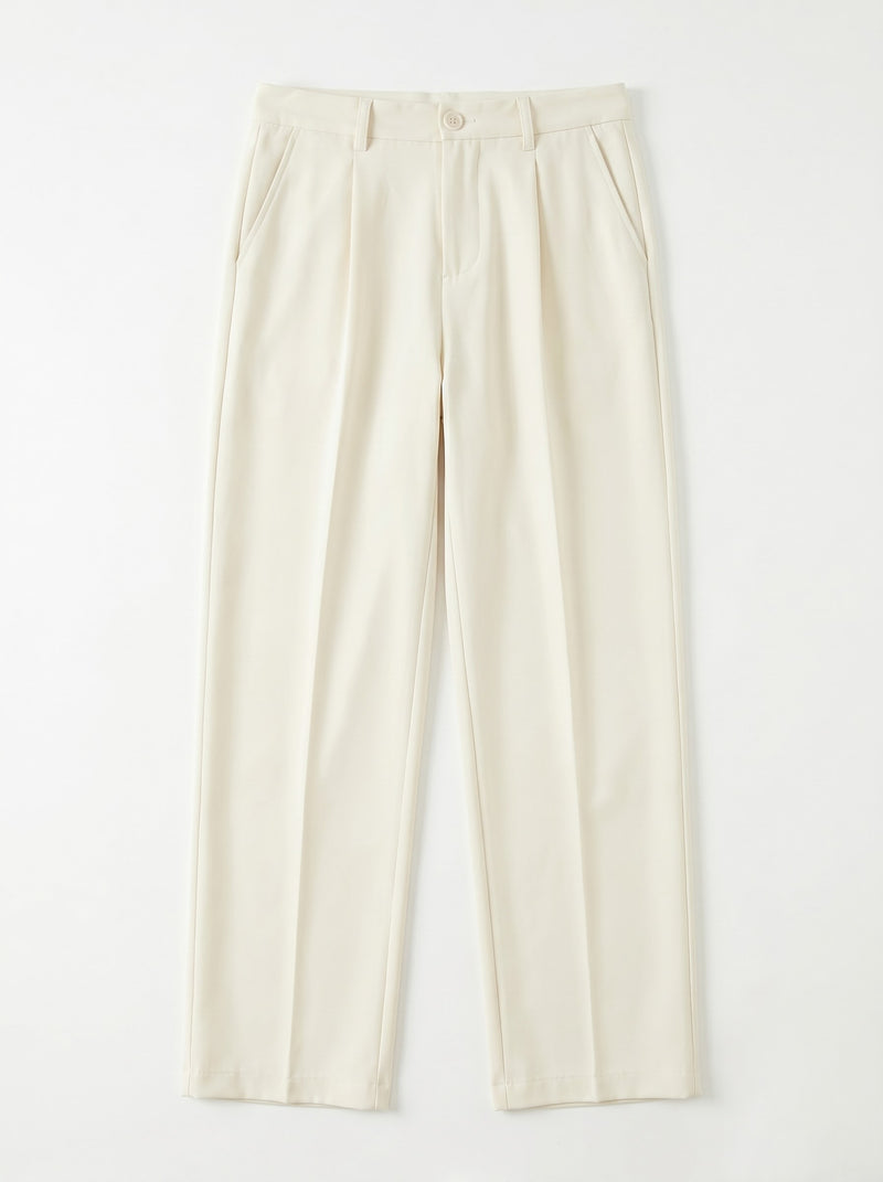 Loose Straight Leg Trousers - Apricot