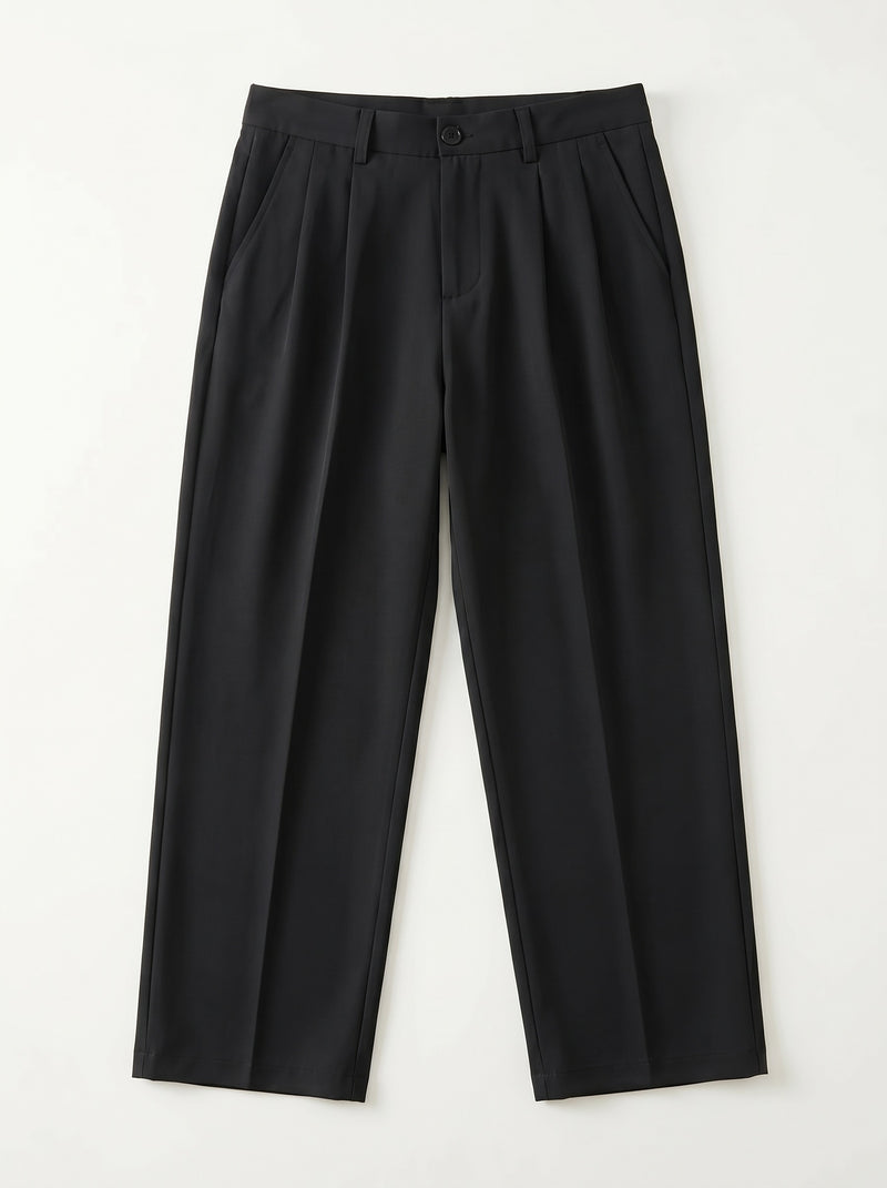 Loose Straight Leg Trousers - Black