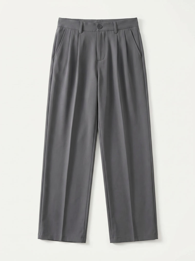 Loose Straight Leg Trousers - Dark grey