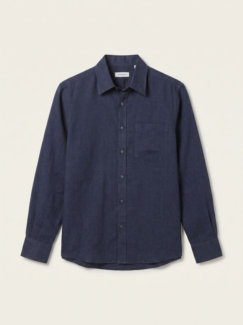 Lino Slim Shirt - Navy Blue
