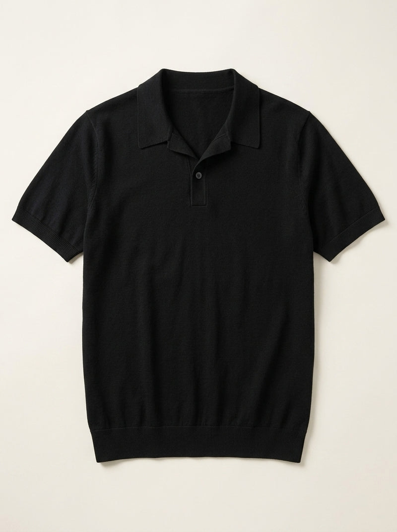 VÉLDE — Marbella Knit Polo - Black