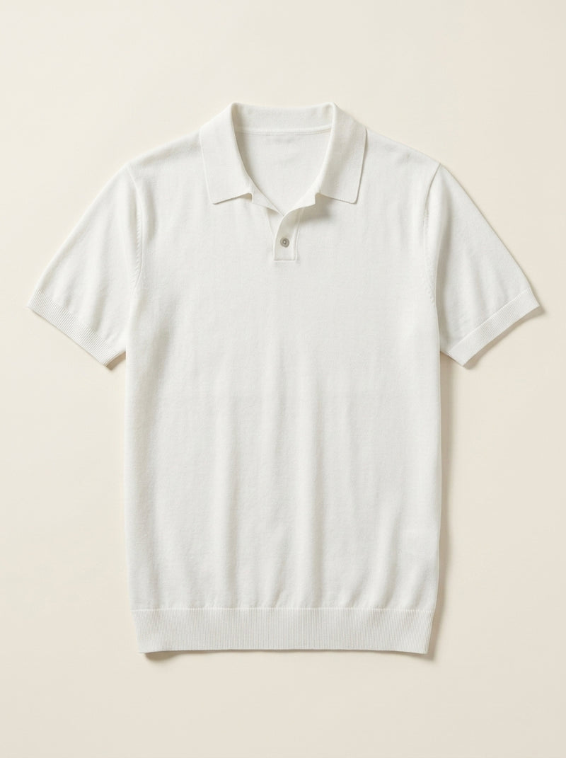 VÉLDE — Marbella Knit Polo - White