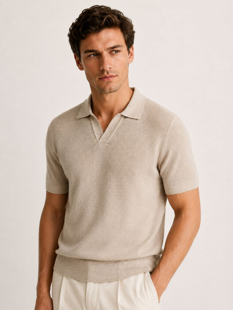 Formentera Knitted Polo - Apricot