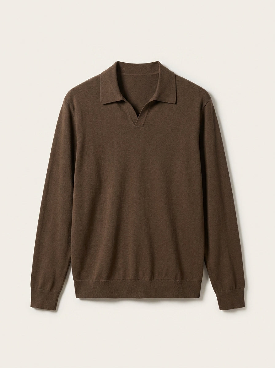 VÉLDE — Riva Open-Collar Knit Polo