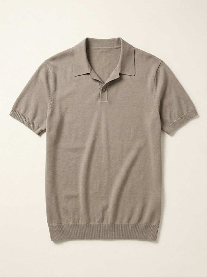 VÉLDE — Marbella Knit Polo - Apricot
