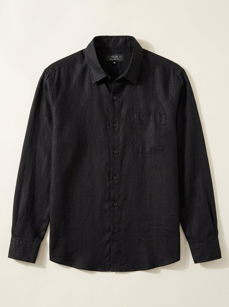 VÉLDE — Ibiza Linen Shirt - Black